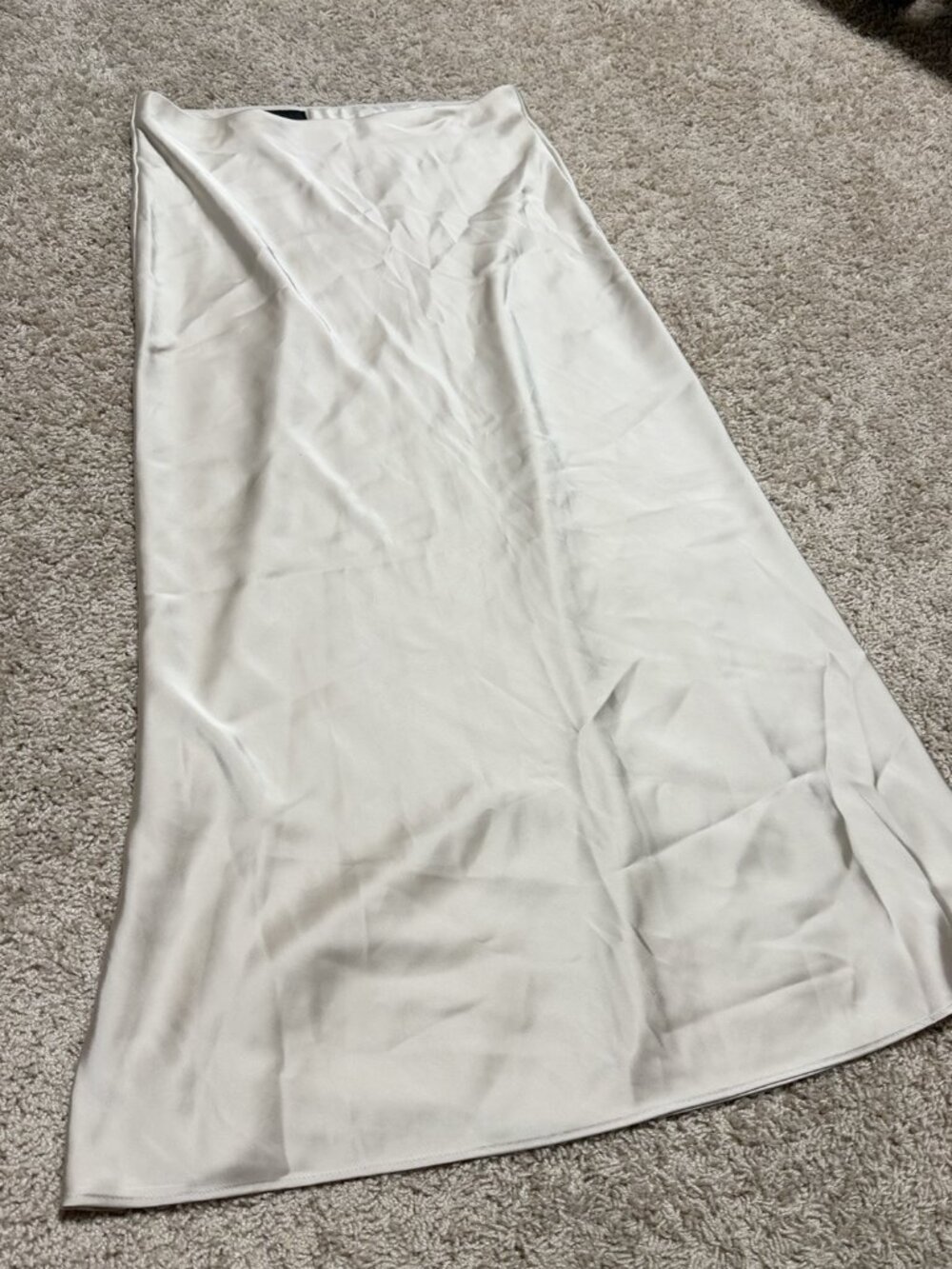 Zara Ivory Satin Midi Skirt